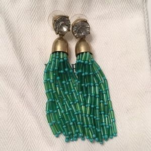 JCrew Factory Green Tassel Earrings
